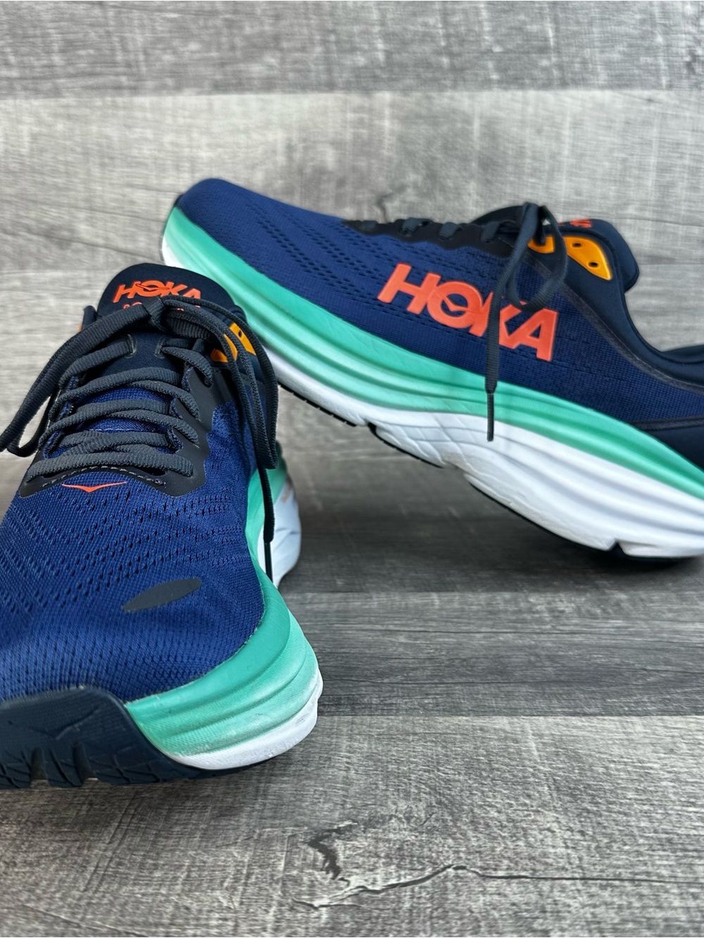 Hoka One One Bondi 8 Womens Running Shoes Outer Space Bellwether Blue Sz 10D